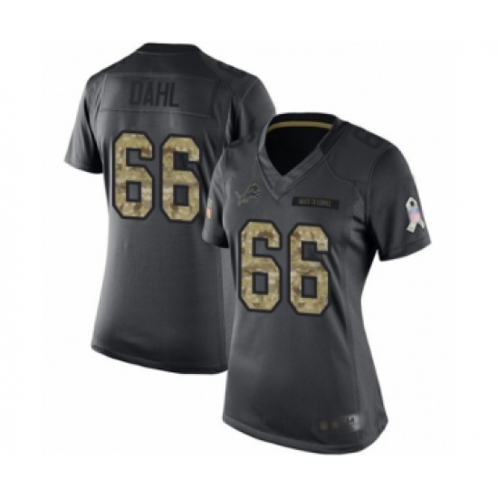 Women's Detroit Lions 66 Joe Dahl Limited Black 2016 Salute to Service Football Jersey