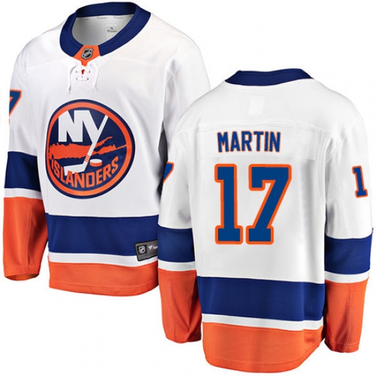 Youth New York Islanders 17 Matt Martin Fanatics Branded White Away Breakaway NHL Jersey