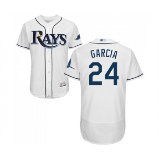 Men's Tampa Bay Rays 24 Avisail Garcia Home White Home Flex Base Authentic Collection Baseball Jersey