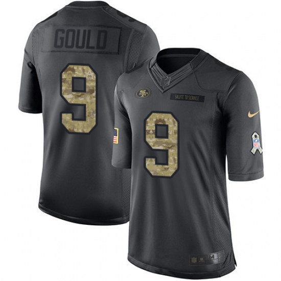 Men's Nike San Francisco 49ers 9 Robbie Gould Limited Black 2016 Salute to Service NFL Jersey