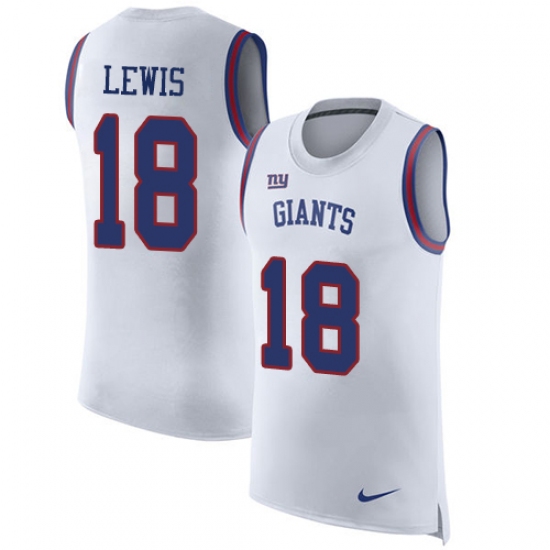 Men's Nike New York Giants 18 Roger Lewis White Rush Player Name & Number Tank Top NFL Jersey