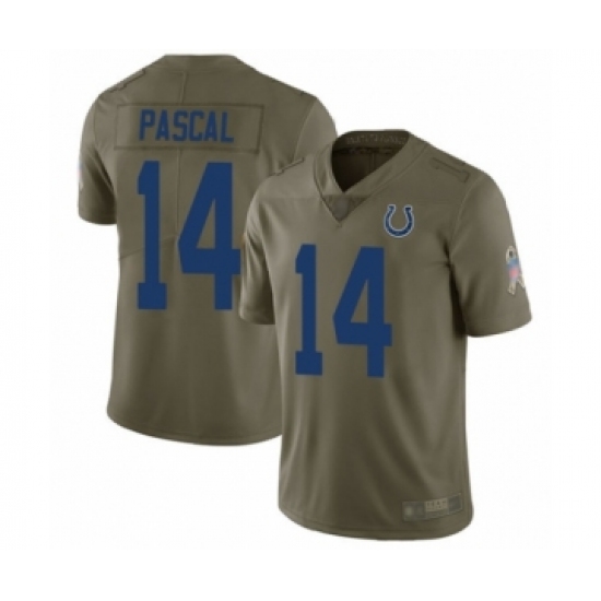 Men's Indianapolis Colts 14 Zach Pascal Limited Olive 2017 Salute to Service Football Jersey