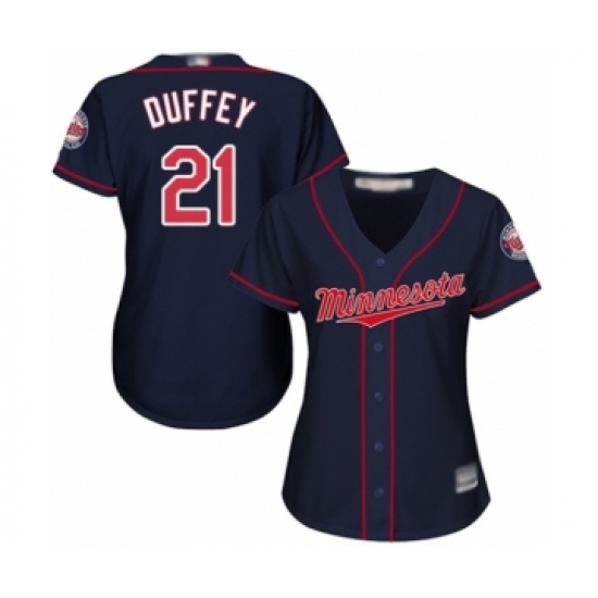 Women's Minnesota Twins 21 Tyler Duffey Authentic Navy Blue Alternate Road Cool Base Baseball Player Jersey