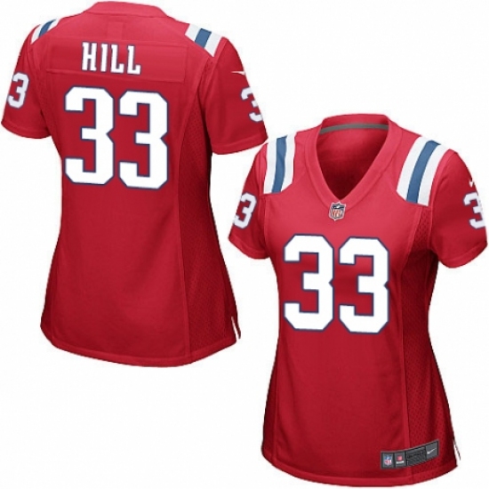 Women's Nike New England Patriots 33 Jeremy Hill Game Red Alternate NFL Jersey