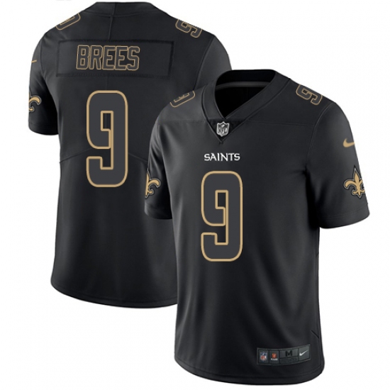 Men's Nike New Orleans Saints 9 Drew Brees Limited Black Rush Impact NFL Jersey