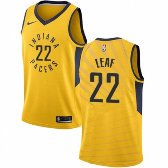 Women's Nike Indiana Pacers 22 T. J. Leaf Authentic Gold NBA Jersey Statement Edition