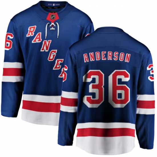 Men's New York Rangers 36 Glenn Anderson Fanatics Branded Royal Blue Home Breakaway NHL Jersey