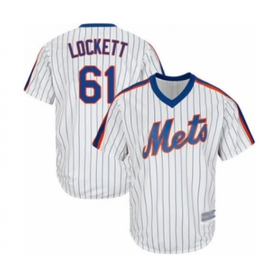 Youth New York Mets 61 Walker Lockett Authentic White Alternate Cool Base Baseball Player Jersey