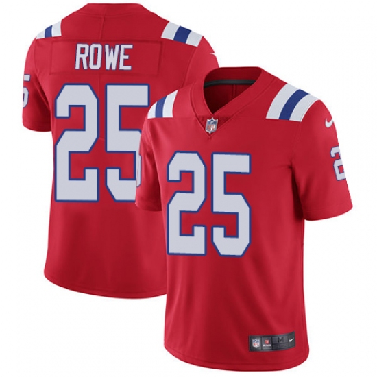 Men's Nike New England Patriots 25 Eric Rowe Red Alternate Vapor Untouchable Limited Player NFL Jersey