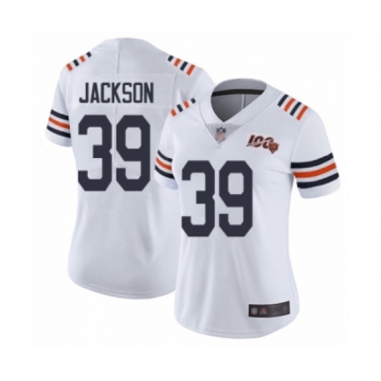 Women's Chicago Bears 39 Eddie Jackson White 100th Season Limited Football Jersey