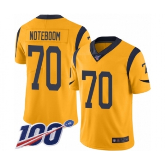 Youth Los Angeles Rams 70 Joseph Noteboom Limited Gold Rush Vapor Untouchable 100th Season Football Jersey