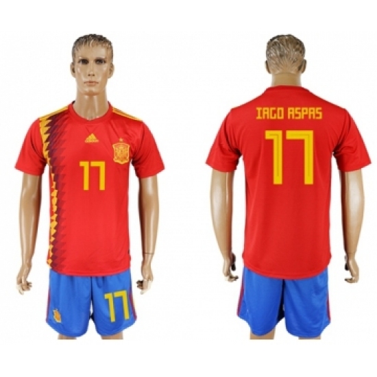 Spain 17 Iago Aspas Home Soccer Country Jersey