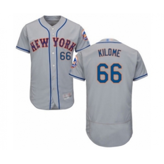 Men's New York Mets 66 Franklyn Kilome Grey Road Flex Base Authentic Collection Baseball Player Jersey