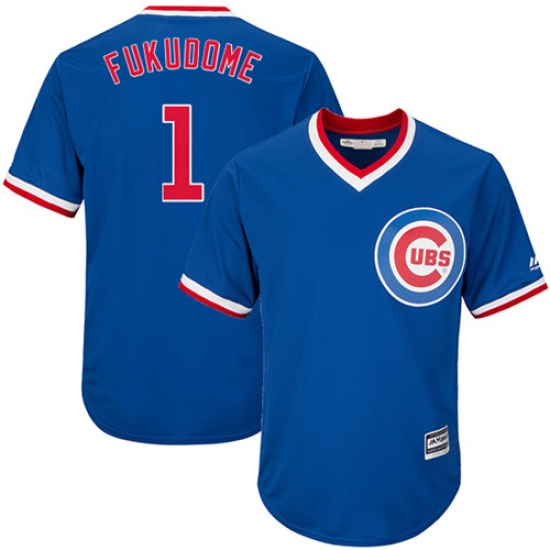 Youth Majestic Chicago Cubs 1 Kosuke Fukudome Authentic Royal Blue Cooperstown Cool Base MLB Jersey