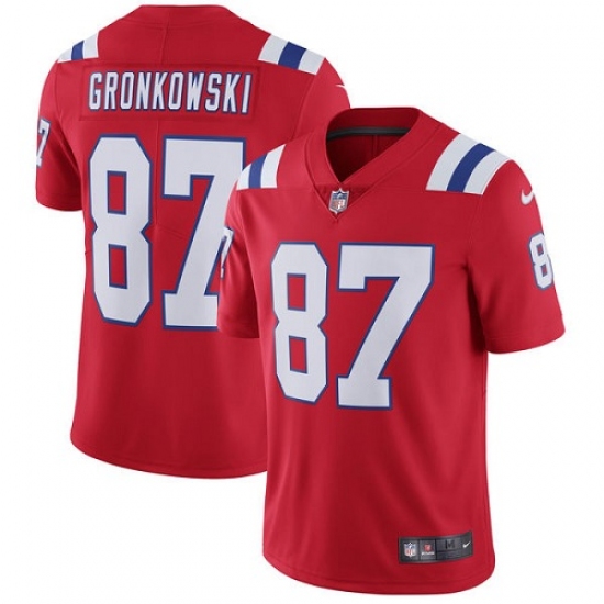 Men's Nike New England Patriots 87 Rob Gronkowski Red Alternate Vapor Untouchable Limited Player NFL Jersey