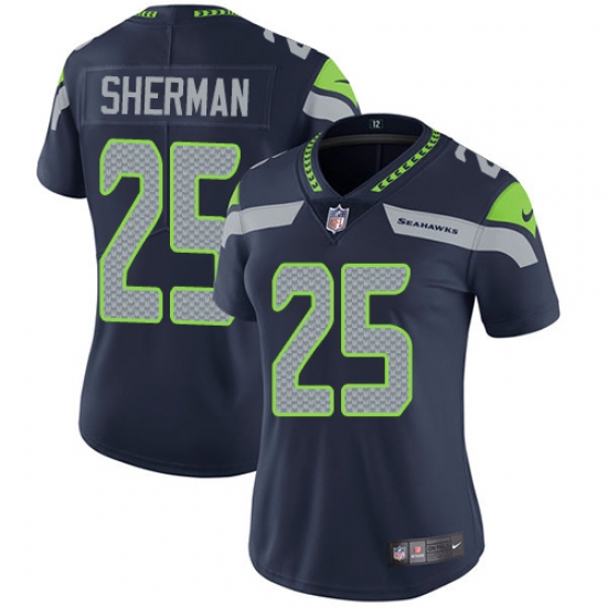 Women's Nike Seattle Seahawks 25 Richard Sherman Steel Blue Team Color Vapor Untouchable Limited Player NFL Jersey