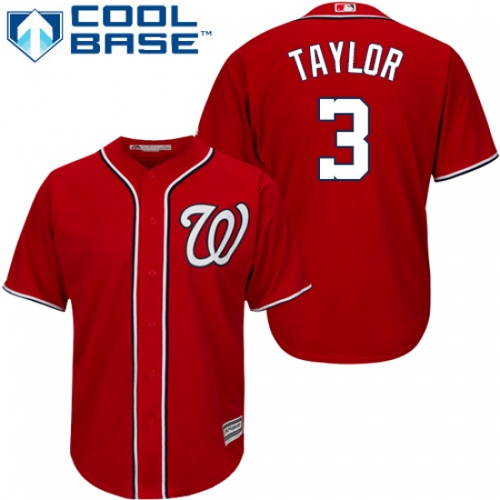 Men's Majestic Washington Nationals 3 Michael Taylor Replica Red Alternate 1 Cool Base MLB Jersey