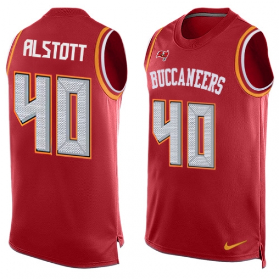 Men's Nike Tampa Bay Buccaneers 40 Mike Alstott Limited Red Player Name & Number Tank Top NFL Jersey