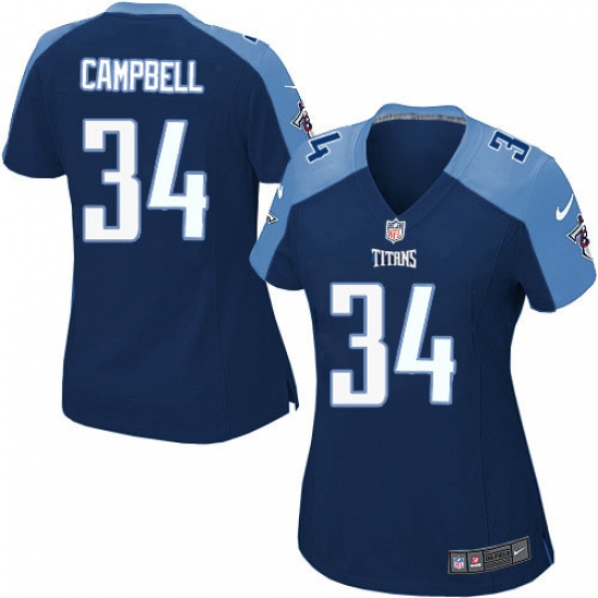 Women's Nike Tennessee Titans 34 Earl Campbell Game Navy Blue Alternate NFL Jersey