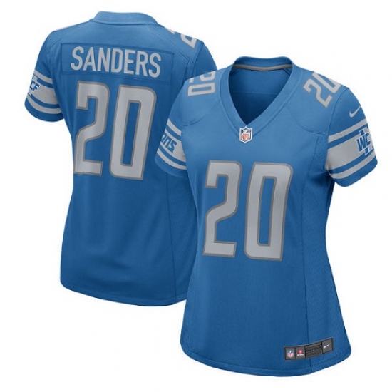 Women's Nike Detroit Lions 20 Barry Sanders Game Light Blue Team Color NFL Jersey