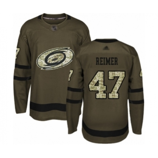 Men's Carolina Hurricanes 47 James Reimer Authentic Green Salute to Service Hockey Jersey