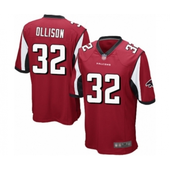 Men's Atlanta Falcons 32 Qadree Ollison Game Red Team Color Football Jersey