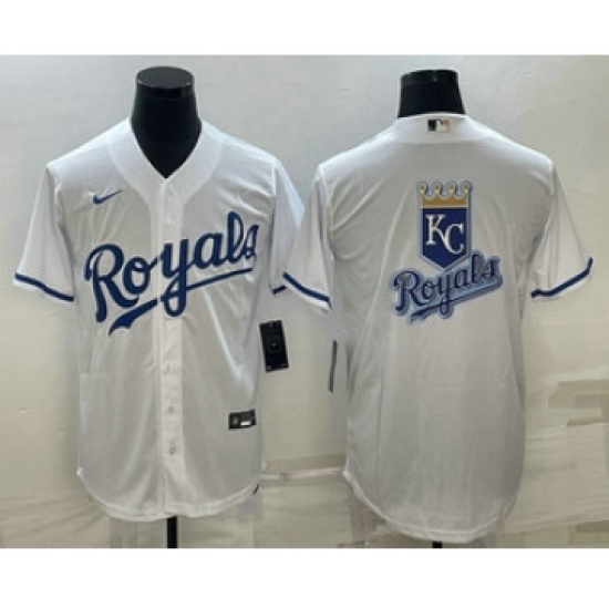 Men's Kansas City Royals Big Logo White Stitched MLB Cool Base Nike Jerseys