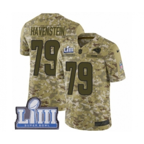 Men's Nike Los Angeles Rams 79 Rob Havenstein Limited Camo 2018 Salute to Service Super Bowl LIII Bound NFL Jersey