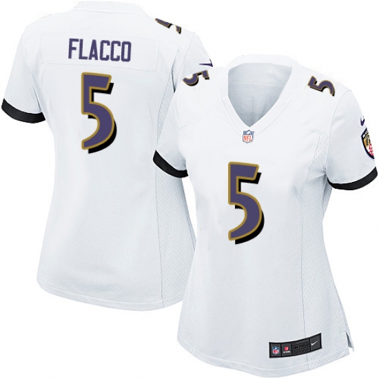 Women's Nike Baltimore Ravens 5 Joe Flacco Game White NFL Jersey