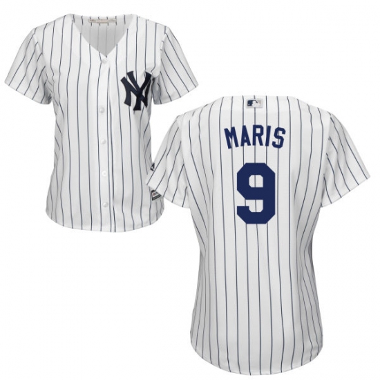 Women's Majestic New York Yankees 9 Roger Maris Replica White Home MLB Jersey