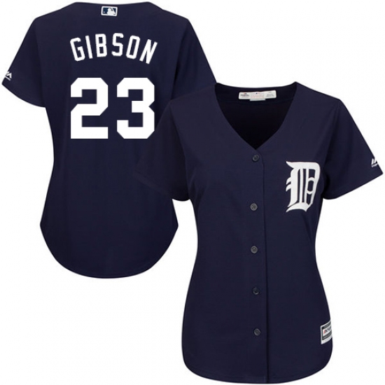 Women's Majestic Detroit Tigers 23 Kirk Gibson Authentic Navy Blue Alternate Cool Base MLB Jersey