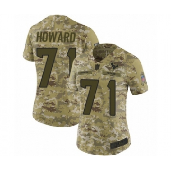 Women's Houston Texans 71 Tytus Howard Limited Camo 2018 Salute to Service Football Jersey