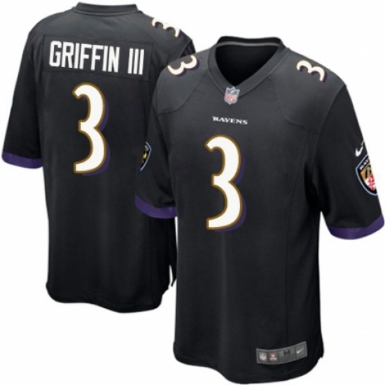 Men's Nike Baltimore Ravens 3 Robert Griffin III Game Black Alternate NFL Jersey