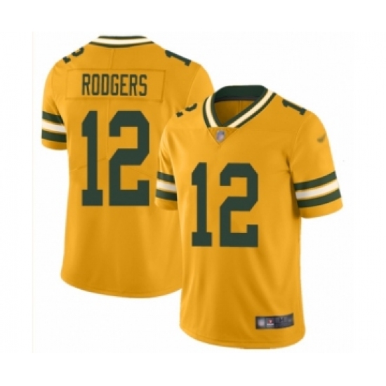 Men's Green Bay Packers 12 Aaron Rodgers Limited Gold Inverted Legend Football Jersey