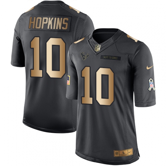 Youth Nike Houston Texans 10 DeAndre Hopkins Limited Black/Gold Salute to Service NFL Jersey