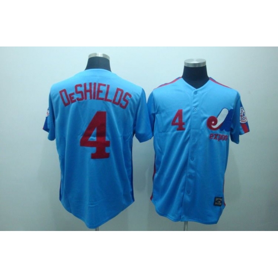 Mitchell and Ness Expos 4 Delino Deshields Blue Stitched Throwback Baseball Jersey