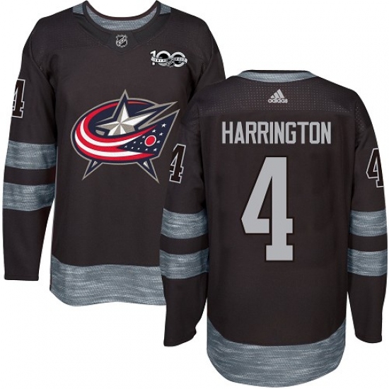 Men's Adidas Columbus Blue Jackets 4 Scott Harrington Premier Black 1917-2017 100th Anniversary NHL Jersey