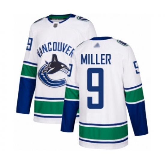 Men's Vancouver Canucks 9 J.T. Miller Authentic White Away Hockey Jersey