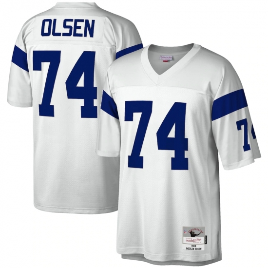 Men's Los Angeles Rams 74 Merlin Olsen Mitchell & Ness White 1969 Legacy Replica Jersey