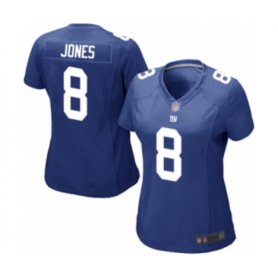 Women's New York Giants 8 Daniel Jones Game Royal Blue Team Color Football Jersey