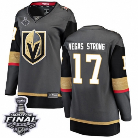 Women's Vegas Golden Knights 17 Vegas Strong Authentic Black Home Fanatics Branded Breakaway 2018 Stanley Cup Final NHL Jersey