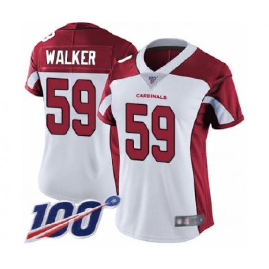 Women's Arizona Cardinals 59 Joe Walker White Vapor Untouchable Limited Player 100th Season Football Jersey