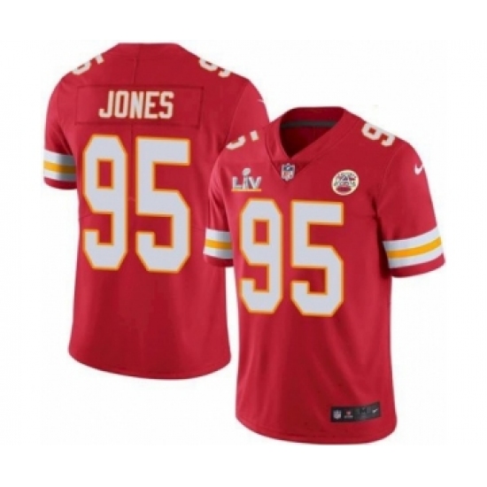 Women's Kansas City Chiefs 95 Chris Jones Red 2021 Super Bowl LV Jersey