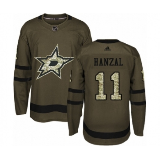 Men's Adidas Dallas Stars 11 Martin Hanzal Authentic Green Salute to Service NHL Jersey