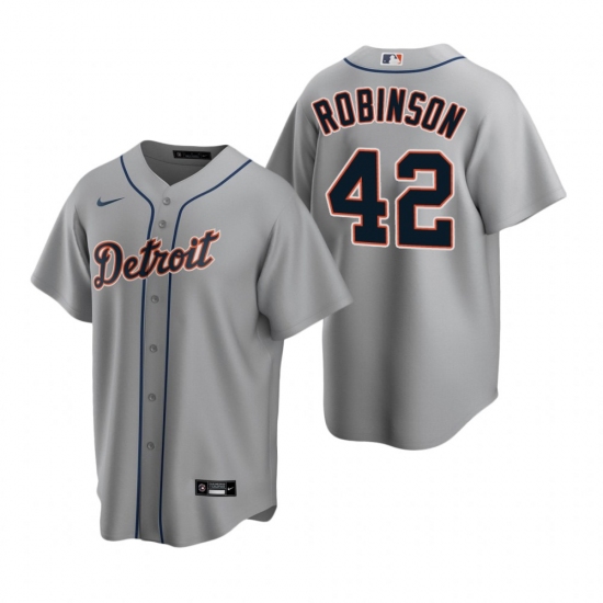 Men's Nike Detroit Tigers 42 Jackie Robinson Gray Road Stitched Baseball Jersey