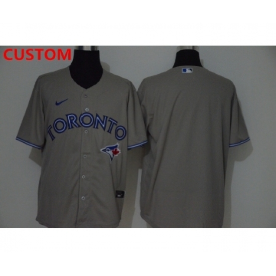 Men's Toronto Blue Jays Custom Gray Stitched MLB Cool Base Nike Jersey