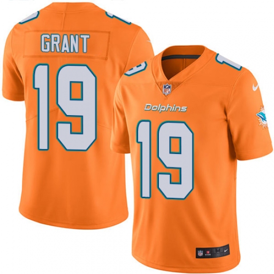 Men's Nike Miami Dolphins 19 Jakeem Grant Limited Orange Rush Vapor Untouchable NFL Jersey