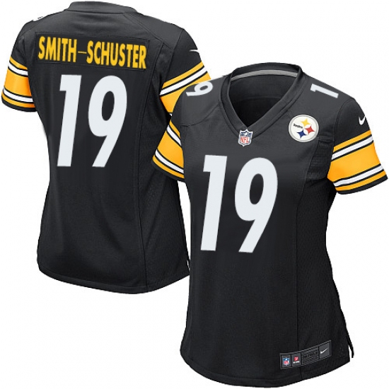 Women's Nike Pittsburgh Steelers 19 JuJu Smith-Schuster Game Black Team Color NFL Jersey