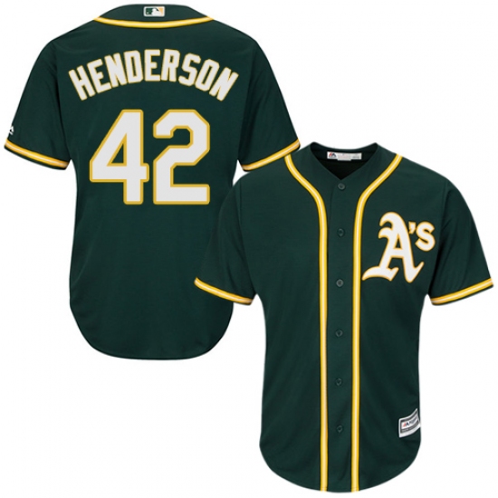 Youth Majestic Oakland Athletics 42 Dave Henderson Replica Green Alternate 1 Cool Base MLB Jersey