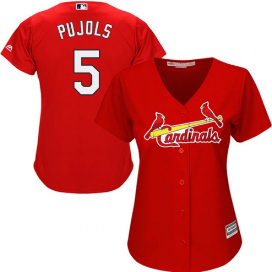 Women's Majestic St. Louis Cardinals 5 Albert Pujols Replica Red Alternate Cool Base MLB Jersey